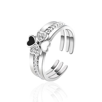 R527 - Four-leaf clover three-in-one ring